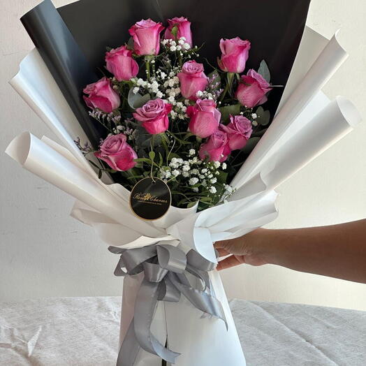 Amatista de terciopelo – 12 rosas moradas