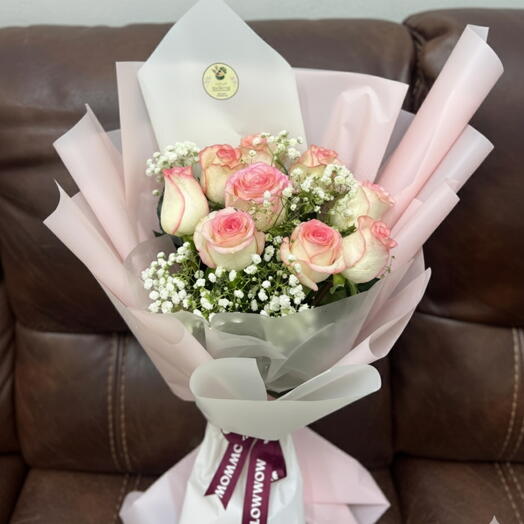 Exquisite 9 Pink Roses Bouquet