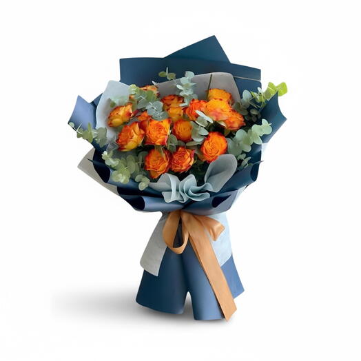 Bouquet de roses orange de luxe