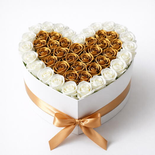 Rosas Corazón Dorado – 49 Flores de Lujo