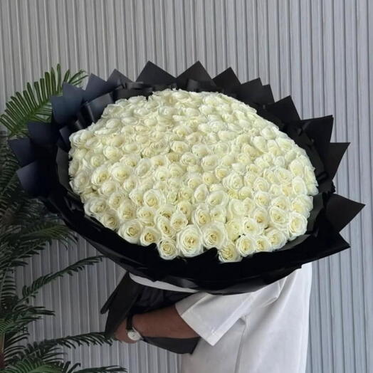 Large Size 100 White Roses Bouquet