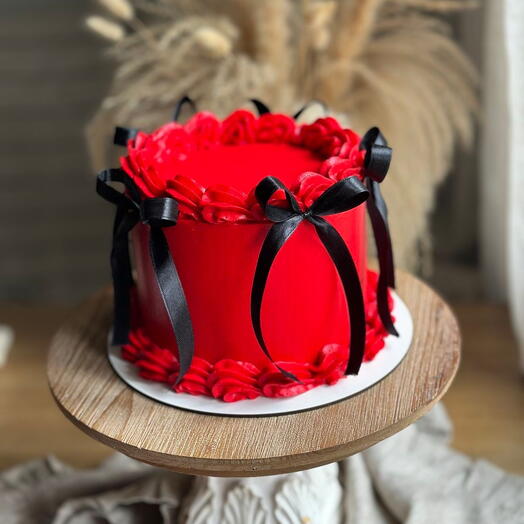 Black   Red Luxury Ribbon Cake