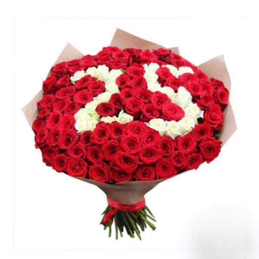 Букет из 101 разноцветной розы-1509