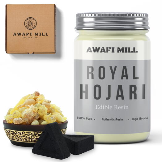 AWAFI MILL Royal Hojari Gum Luban | треугольные угольные таблетки - бутылка 100 грамм с 20 угольными таблетками