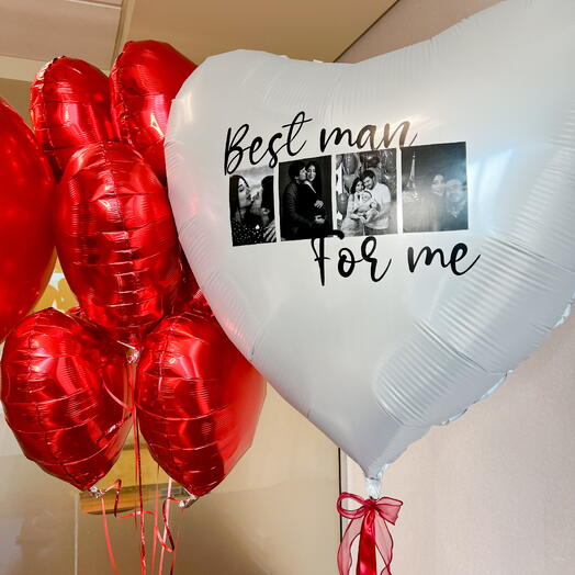 Corazón con fotos + ramo de 5 corazones