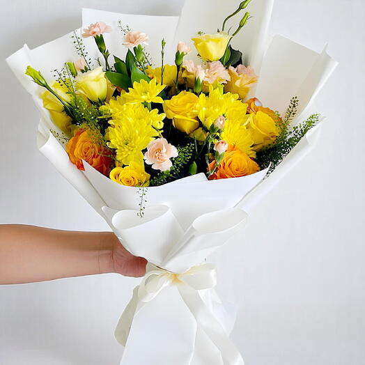 Mixed Yellow and Orange Flower Bouquet - Radiant Harmony of Sunshine and Warmth