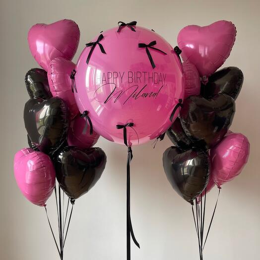 Black and Pink Rock Helium Balloon Set
