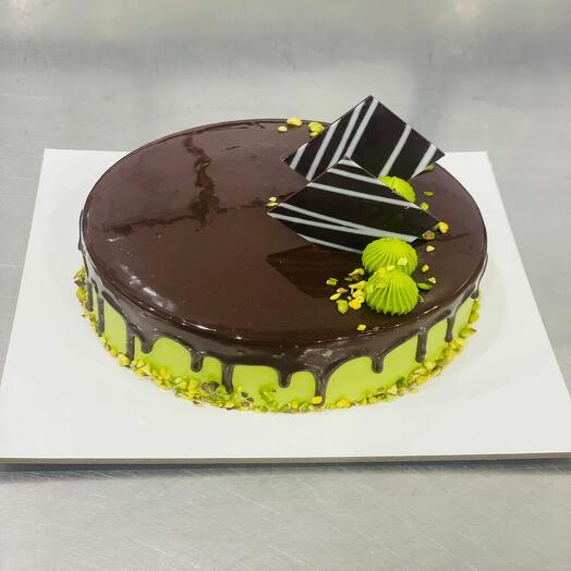 Pistachio chocolate truffle cake