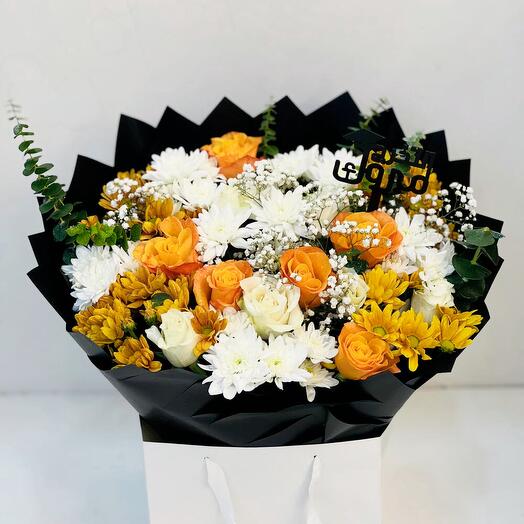 Оранжево-белый букет