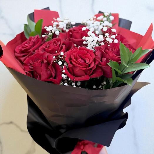 ramo de 10 rosas rojas