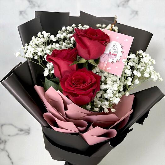 3 rose bouquet