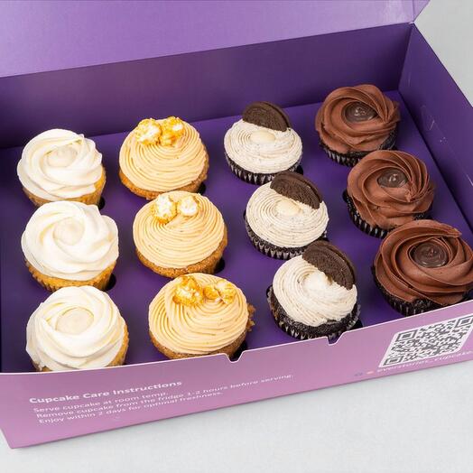 Специальный бокс дня – 12 премиальных капкейков (4 вкуса)