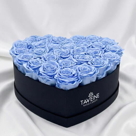Luxury Blue Roses in Heart Box