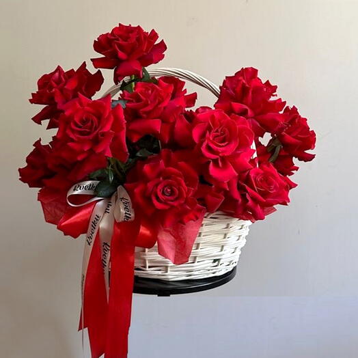 French Red Rose Basket Arrangement