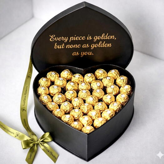 صندوق قلب ذهبي منتصف الليل 41 قطعة شوكولاتة فيريرو روشيه هدية فاخرة الإمارات العربية المتحدة