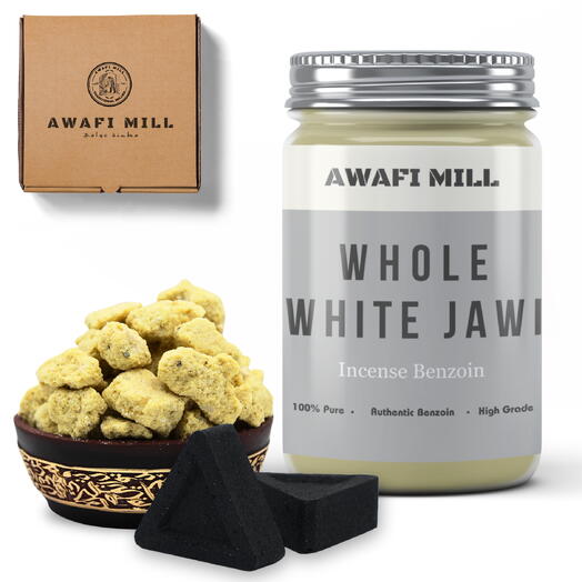 AWAFI MILL White Jawi | Треугольные угольные таблетки - бутылка 100 г с 20 угольными таблетками