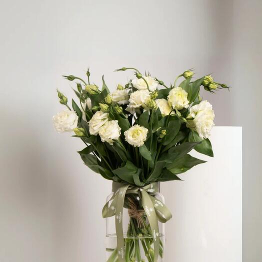 مزهرية يوستوما البيضاء