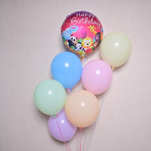 Джунгли С Днём Рождения Набор цветных воздушных шаров с гелием  7006