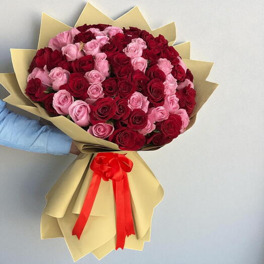 70 Stems of mix roses in brown wrrapping;