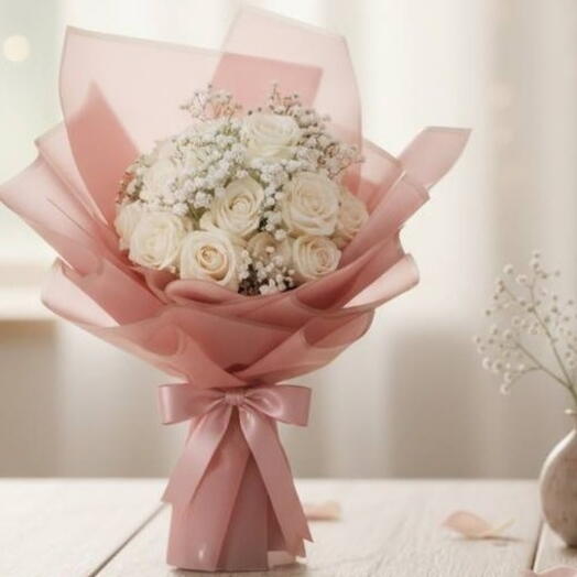 باقة زهور أنيقة بلون الخدود