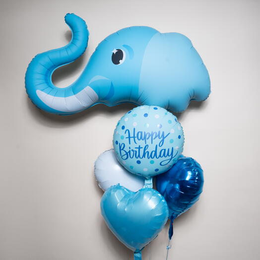 Набор фольгированных шаров Голубой слонёнок С Днём Рождения 7398