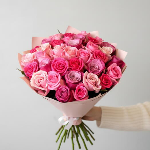 31 rosas rosa y púrpura de lujo