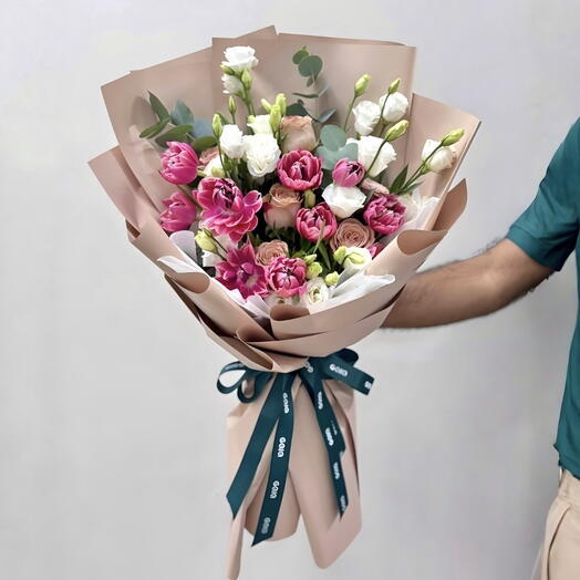 Яркий Розовый Тюльпан Слоновая Роза Люкс