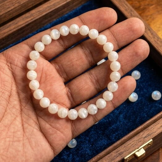 سوار حجر القمر الأبيض الطبيعي 8 مم