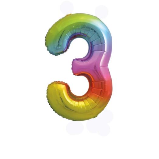 Giant Rainbow Number 3 Balloon