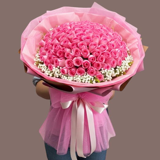 Желание сердца — роскошный букет из 99 розовых роз ко Дню святого Валентина