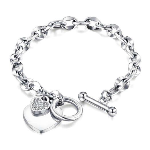 Silver-Tone Heart Toggle Bracelet
