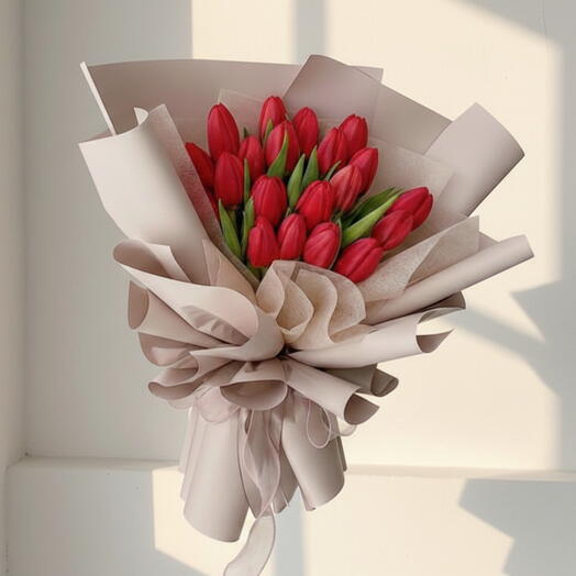 Red Tulips Deluxe Spring Arrangement