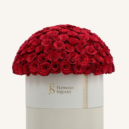 Экстрабольшая коробка красных роз