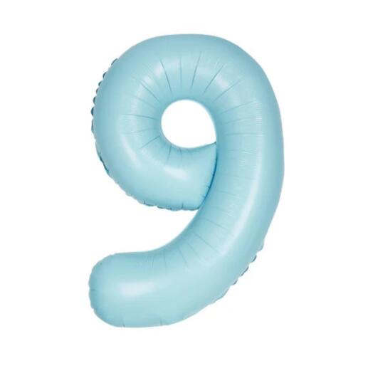 Giant Pastel Blue Number 9 Balloon
