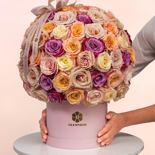 CAJA DE 101 ROSAS PASTEL DE ALTA COSTURA