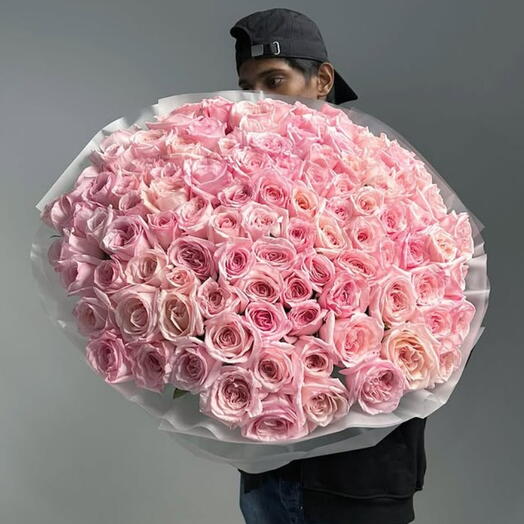 Букет из 100 роз Охара, розовый - Элеганс