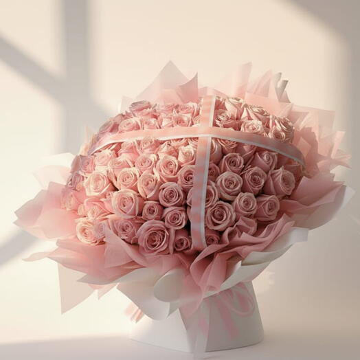 100 Light Pink Roses Grand Luxury Bouquet