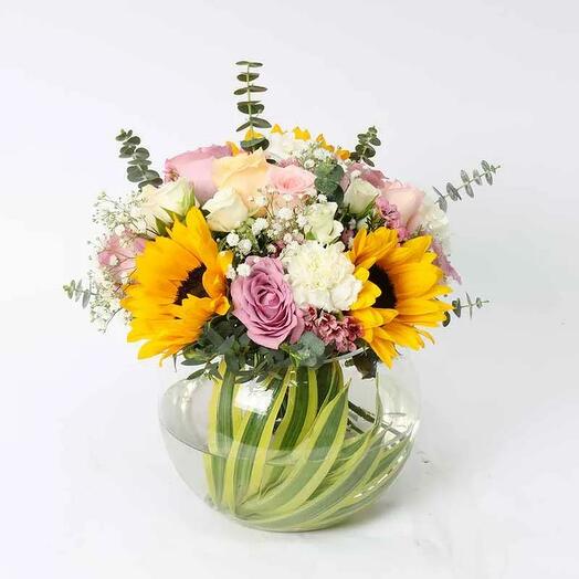 Композиция Прайд в вазе-аквариуме