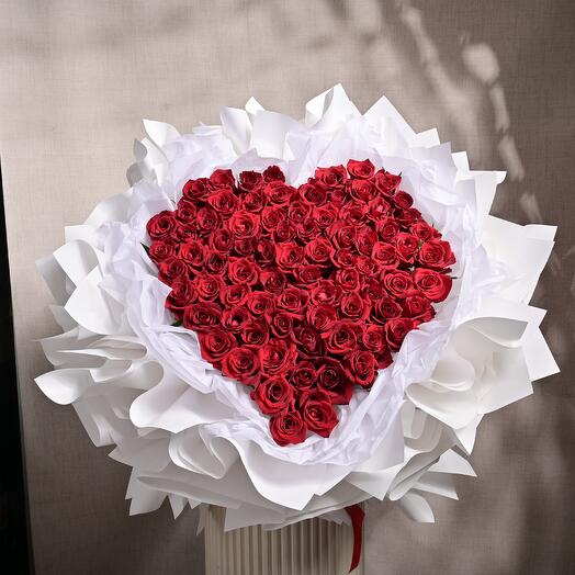 81 Red Roses Heart Bouquet  6811