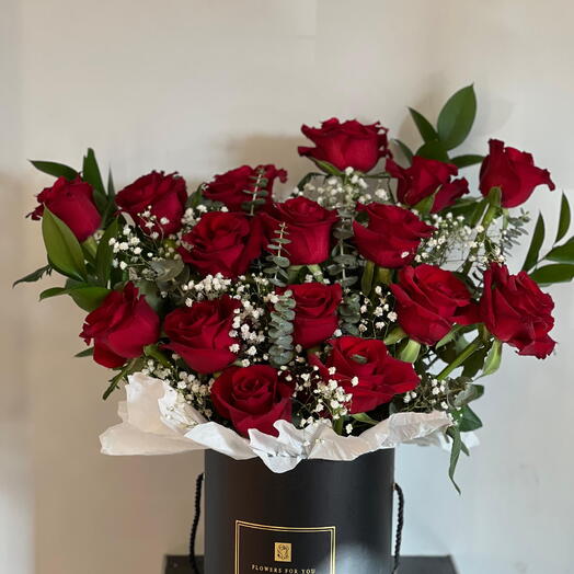 Boîte de roses rouges