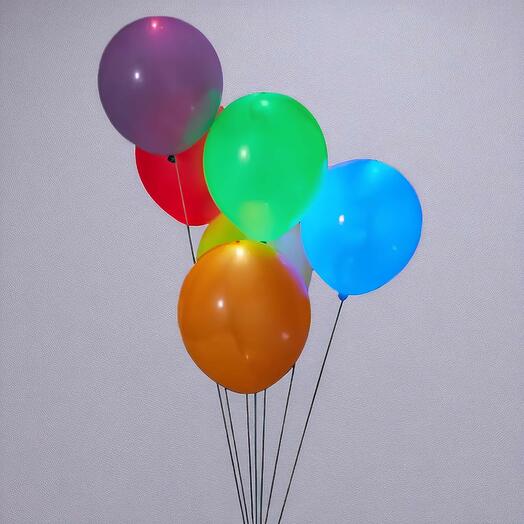 Разноцветные светодиодные гелиевые шары