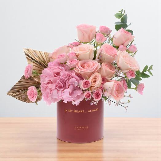 Золотисто-розовая коробка «Вечная любовь»