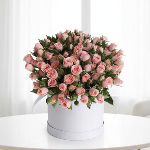 31 Pink Spray Roses | White Box V