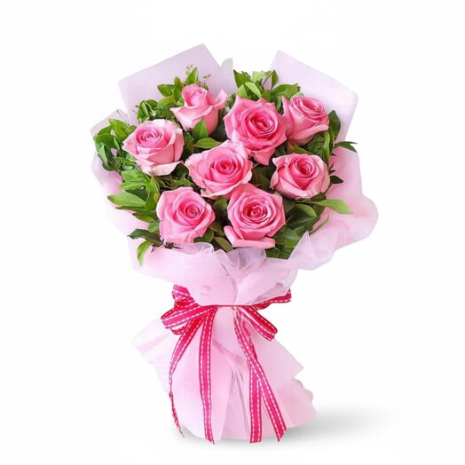 10 Pink Red Roses