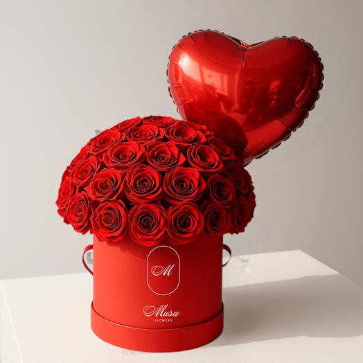 Free Your Heart_ 51 роскошная красная роза с гелиевым шаром в форме красного сердца в коробке