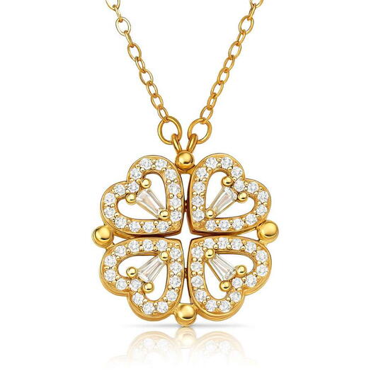 Позолоченное 18K ожерелье с подвеской из четырёх сердец