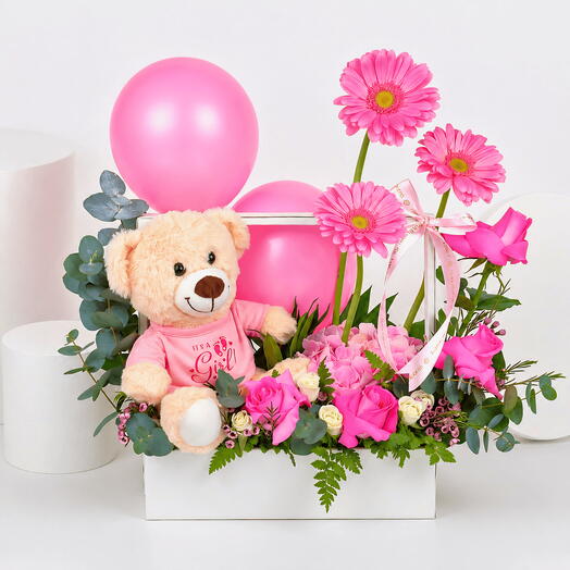 It s a Girl Pink Floral Gift Tray