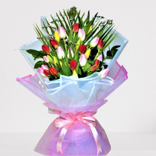 25 Mix Tulips Bouquet