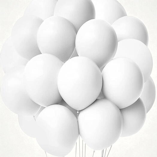 White Helium Latex Balloons - 20pcs
