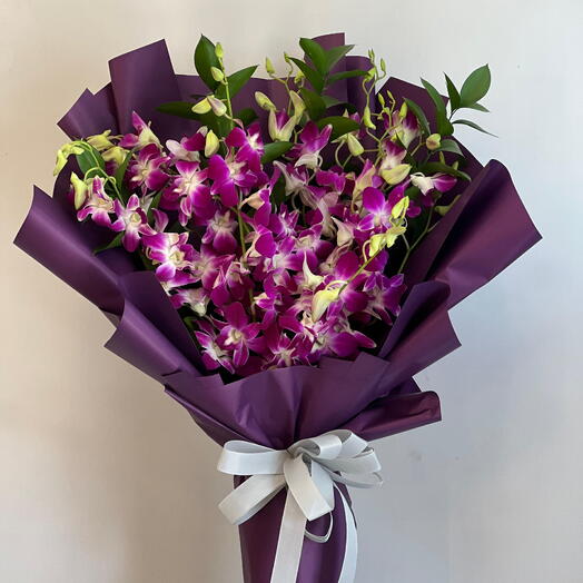 Purple mini orchid hand bouquet